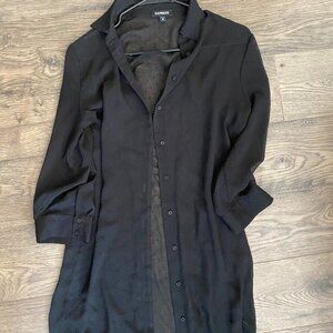 Black Polka Dot / Swiss Dot Sheer Duster Cardigan Textured, Layering